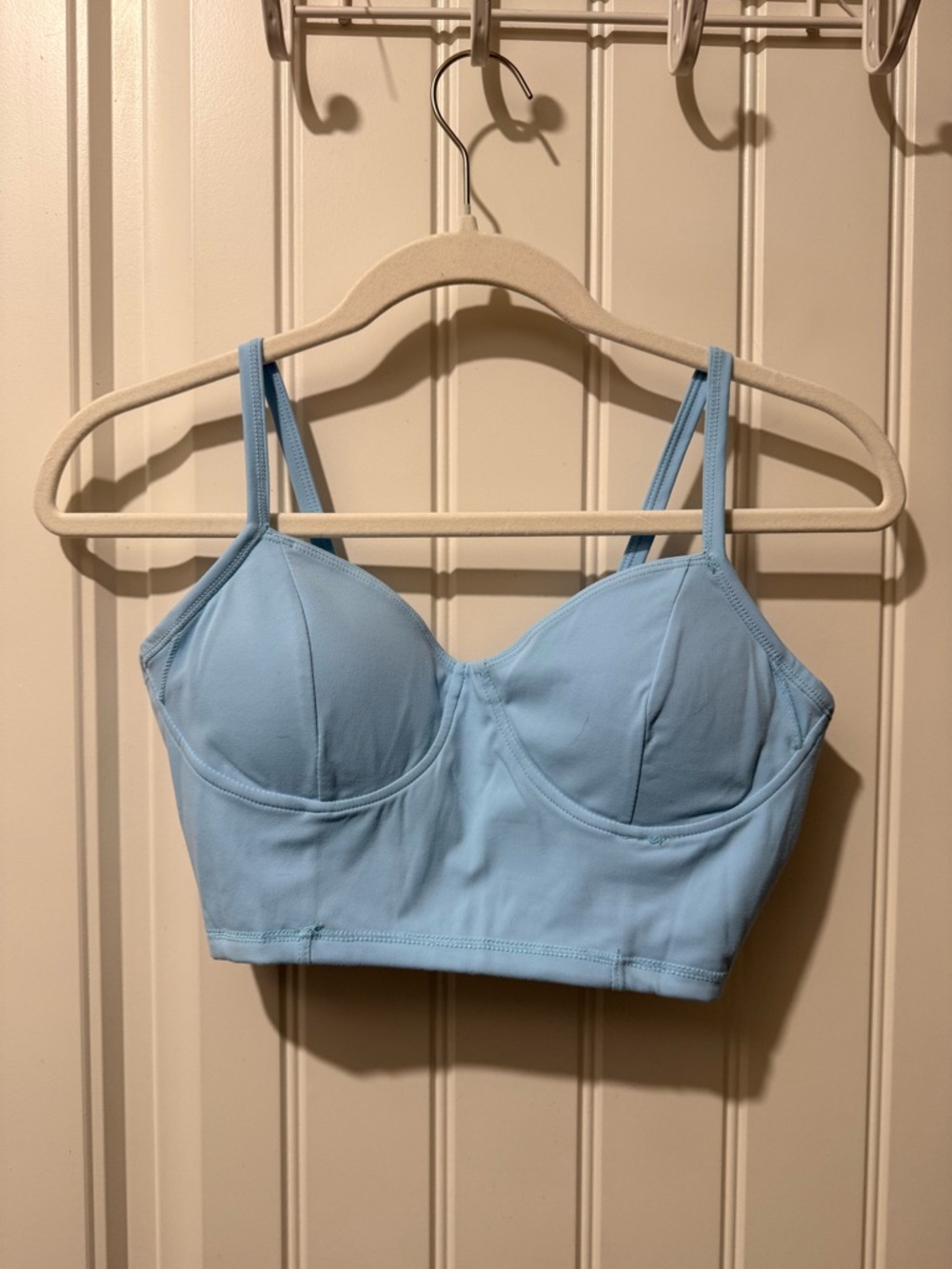 Light Blue Longline Bralette Tank with Molded Cups